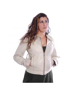 Weiße Damen Leder Jacke