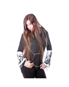 Witch Zipper Hoodie schwarz weiß mit Print