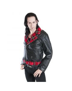 Lederjacke Punk red Tartan