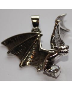 Fliegende Fledermaus Sterlingsilber mit weissem Stein